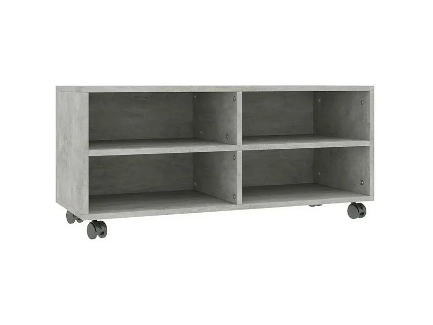 Meuble TV 4 compartiments bois gris effet béton Reaza 90cm