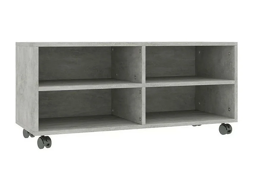 Meuble TV 4 compartiments bois gris effet béton Reaza 90cm