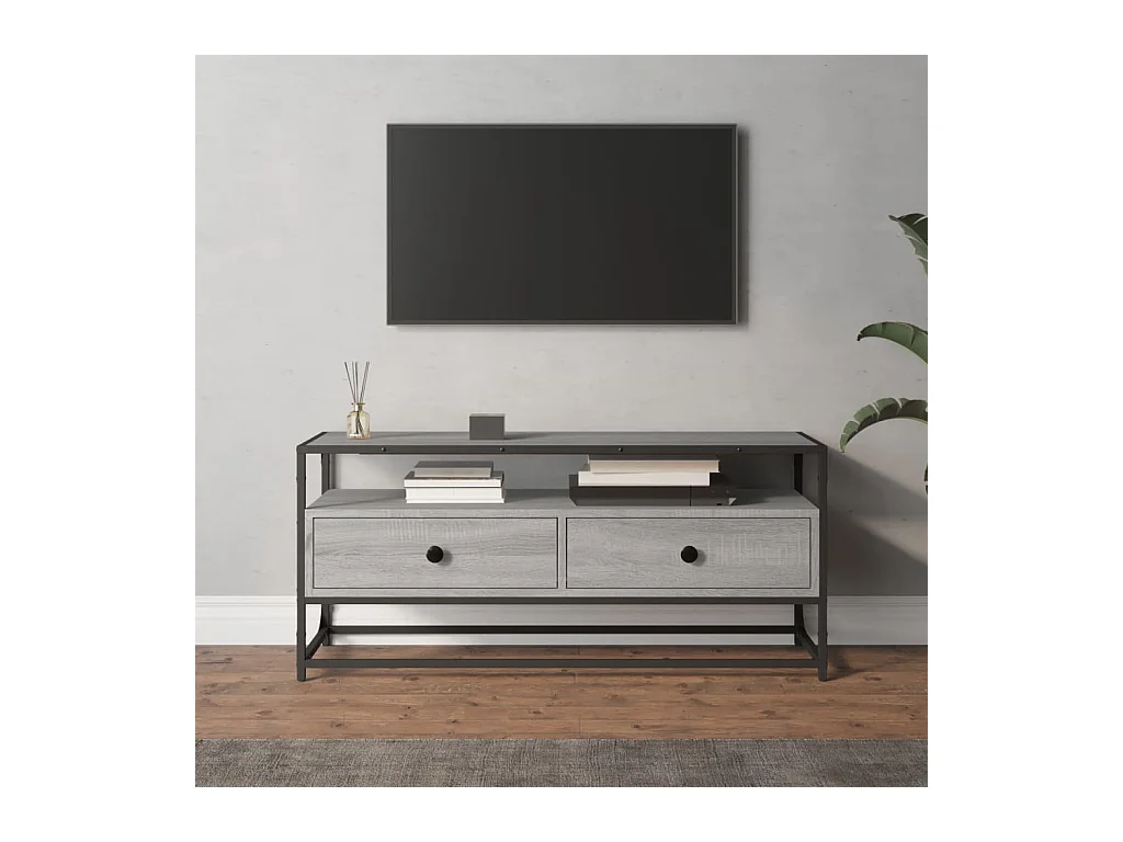 Meuble TV sonoma gris 100x35x45 bois d'ingénierie