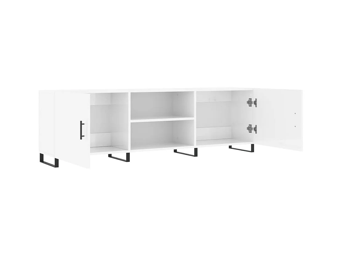Meuble TV blanc brillant 150x30x50 bois d'ingénierie
