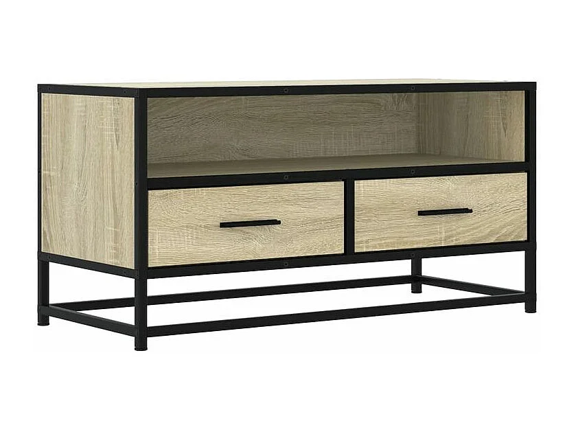 Meuble TV chêne sonoma 80x34,5x40 bois d'ingénierie et métal
