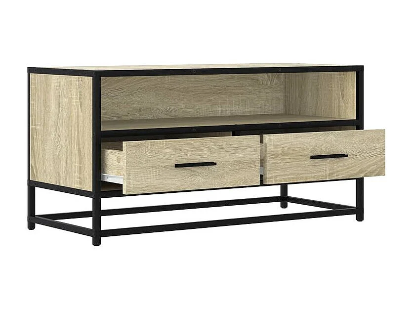 Meuble TV chêne sonoma 80x34,5x40 bois d'ingénierie et métal