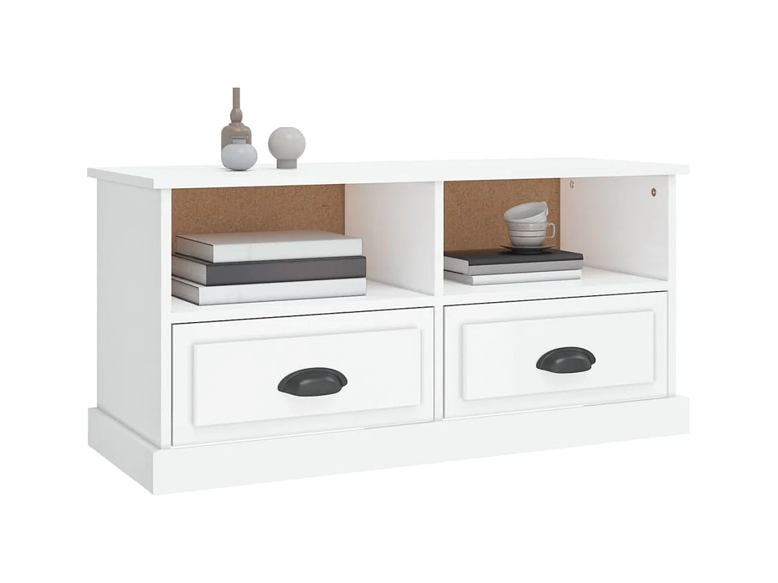 Meuble TV blanc brillant 93x35,5x45 bois d'ingénierie