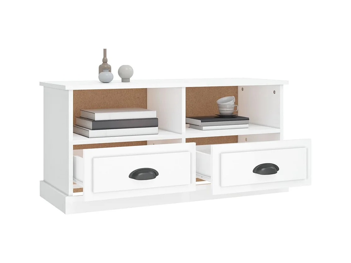 Meuble TV blanc brillant 93x35,5x45 bois d'ingénierie
