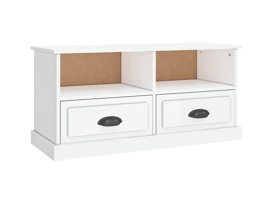 Meuble TV blanc brillant 93x35,5x45 bois d'ingénierie
