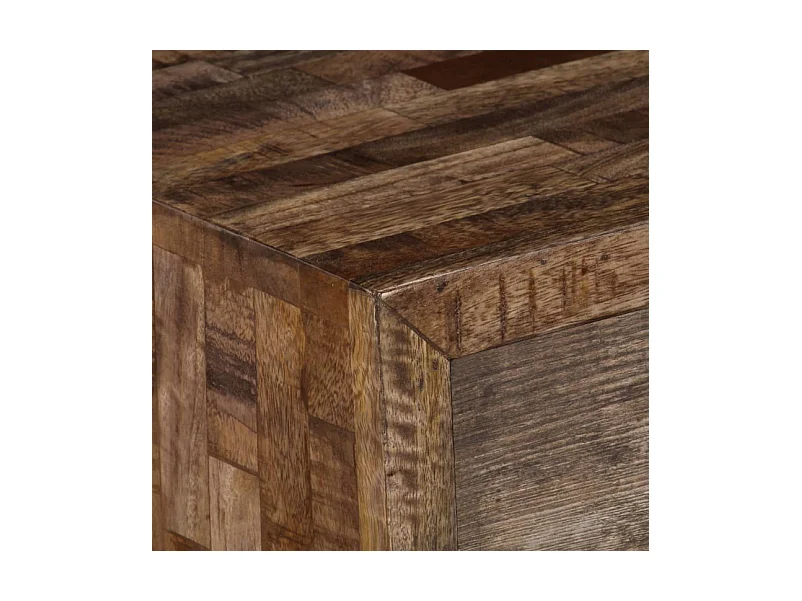 Meuble TV 1 porte 2 tiroirs manguier massif foncé Induka