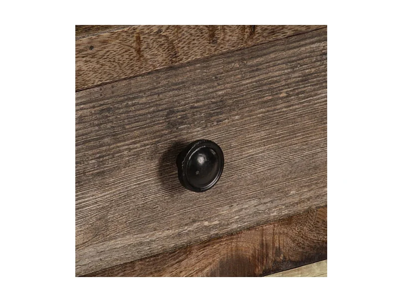 Meuble TV 1 porte 2 tiroirs manguier massif foncé Induka