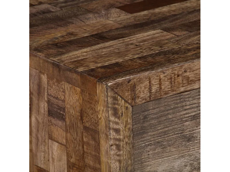 Meuble TV 1 porte 2 tiroirs manguier massif foncé Induka