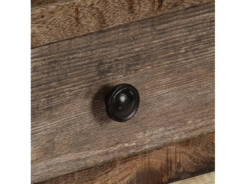 Meuble TV 1 porte 2 tiroirs manguier massif foncé Induka