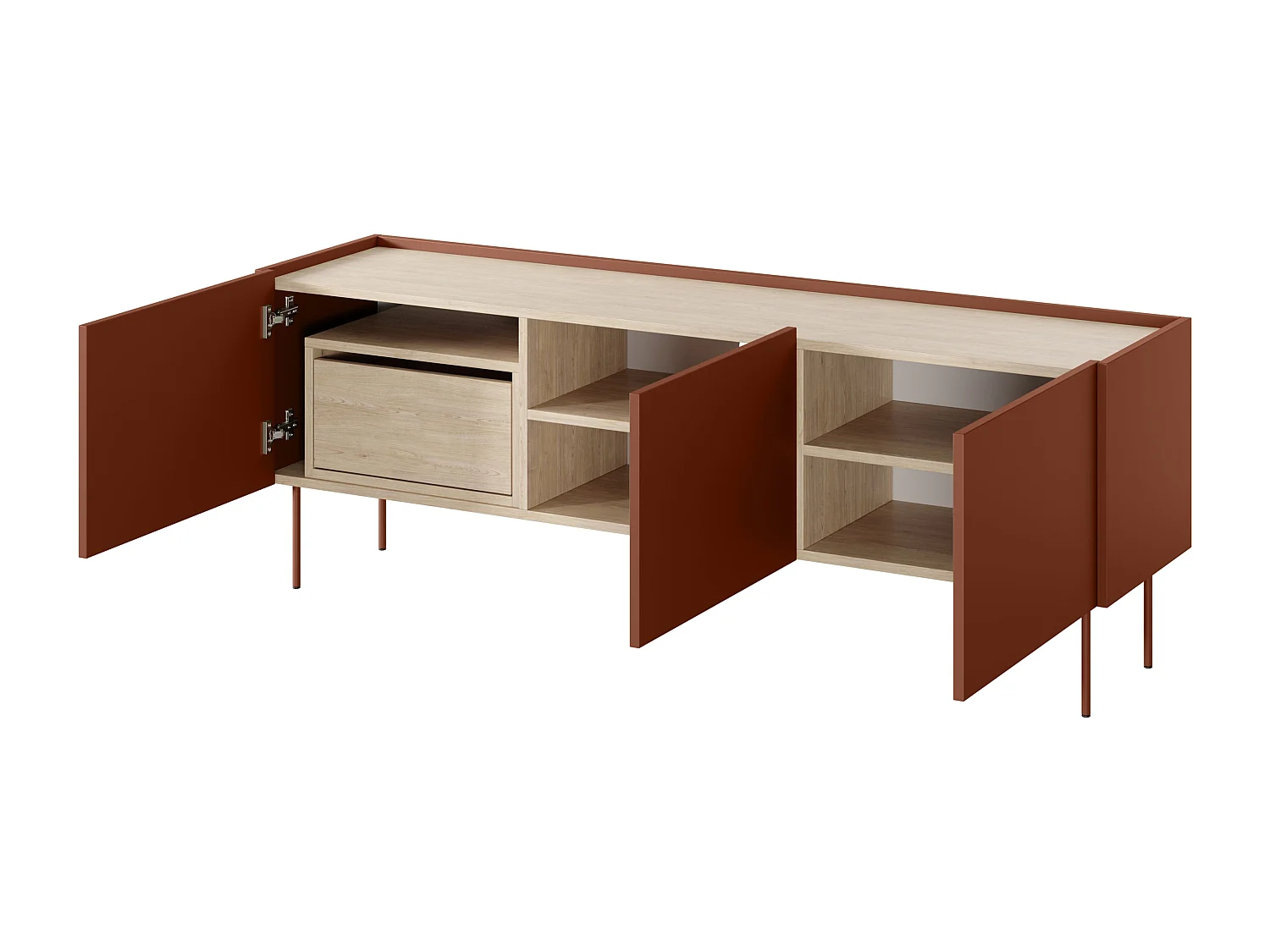 Móvel TV 3 portas 1 gaveta com pé metálico 170x60 cm