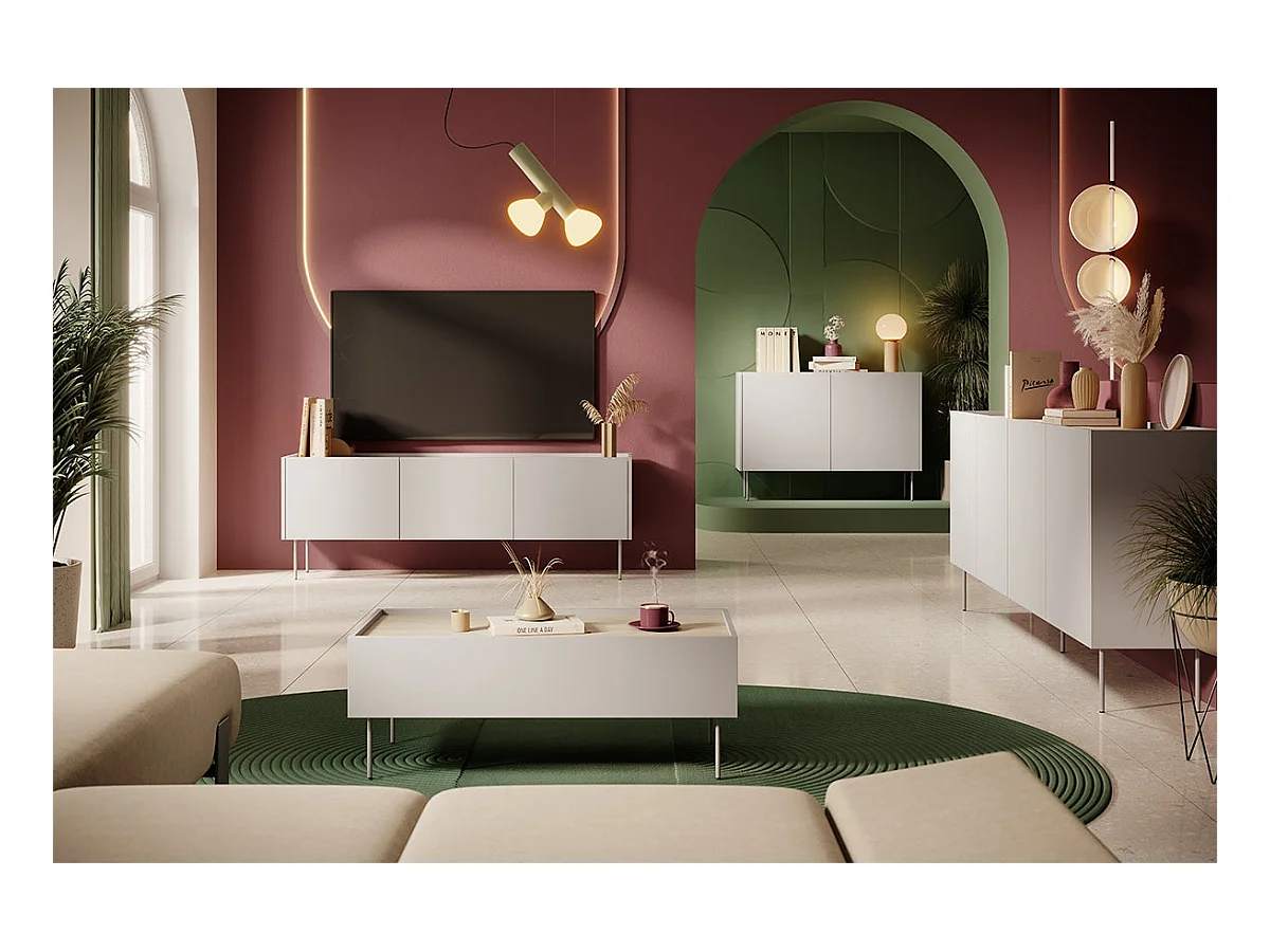 TV-Schrank 3 Türen 2 Schubladen mit Metallfuß 170x60 cm