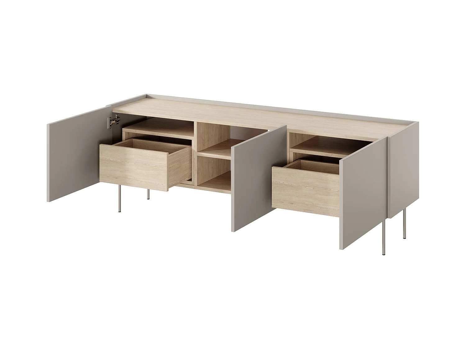 TV-Schrank 3 Türen 2 Schubladen mit Metallfuß 170x60 cm