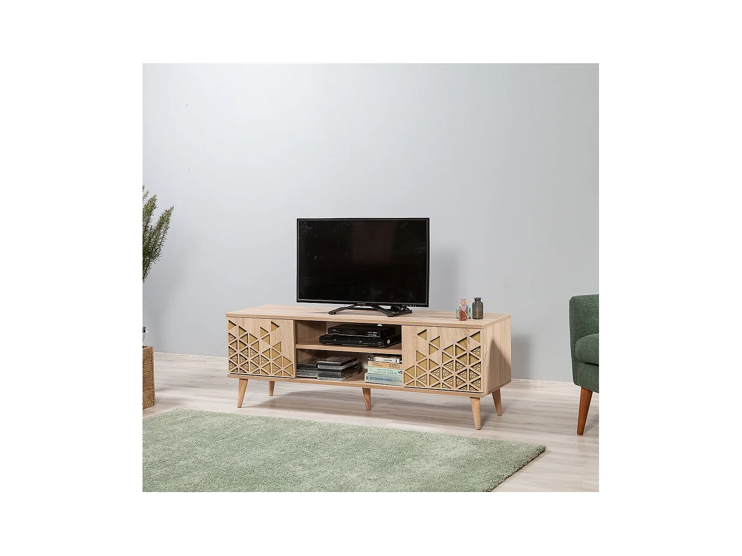 Mueble de TV de roble Sonoma – 140 cm – 100% melamina – 18 mm