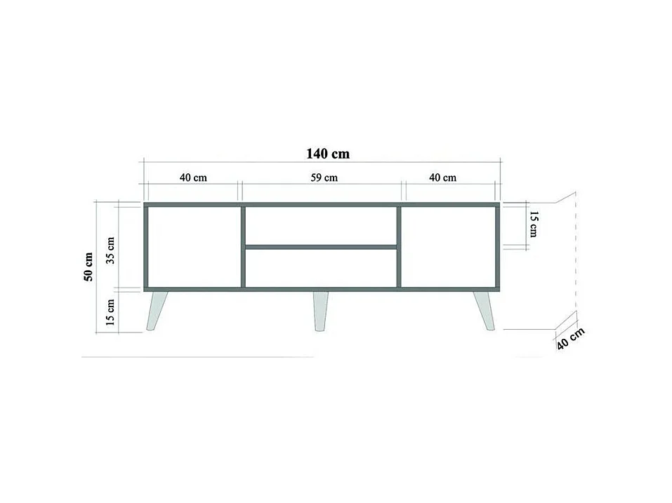 Mueble de TV de roble Sonoma – 140 cm – 100% melamina – 18 mm