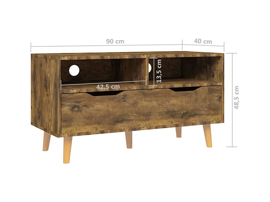 Meuble TV Chêne fumé 90x40x48,5 Scandy