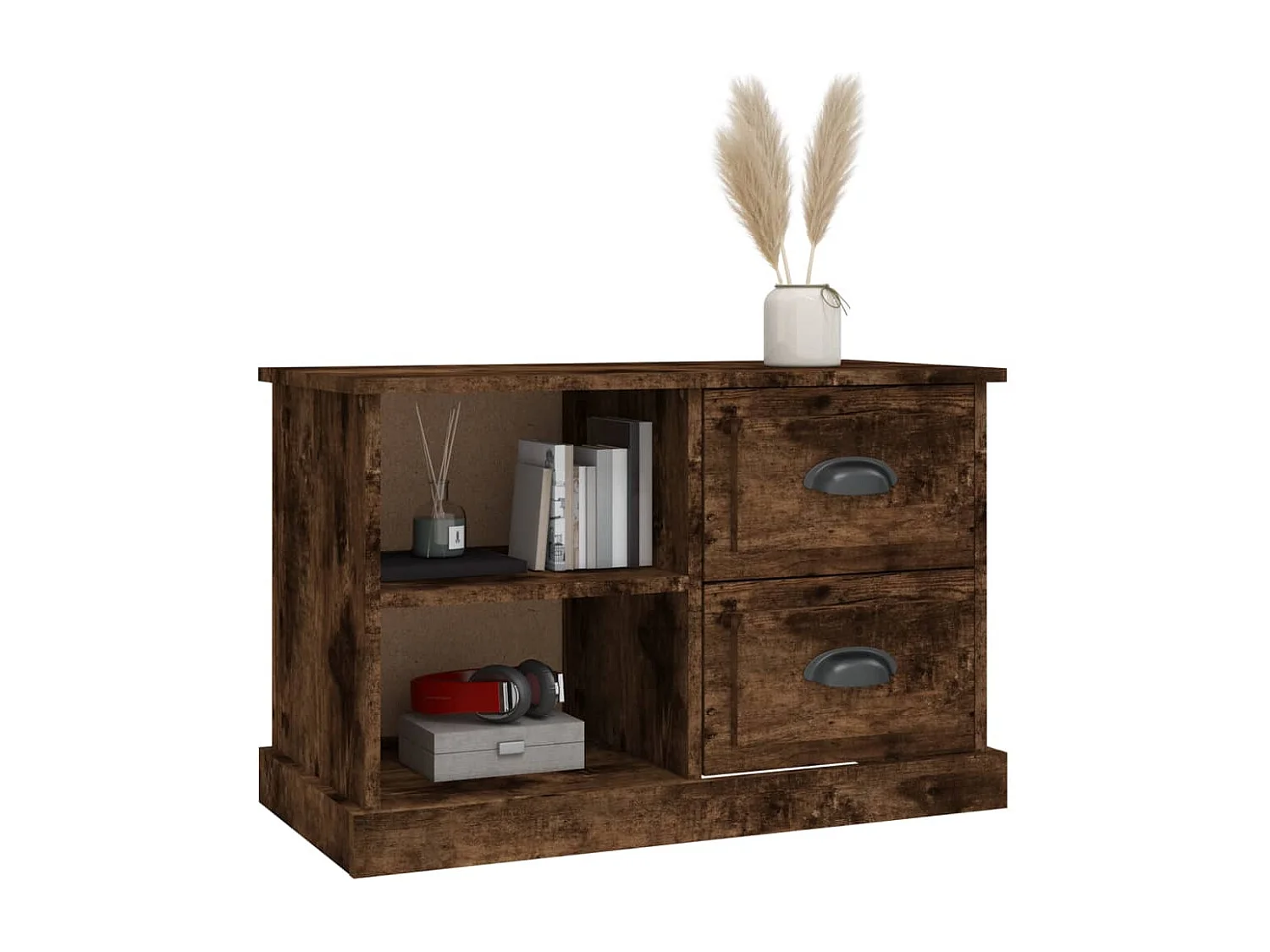 Meuble TV chêne fumé 73x35,5x47,5 bois d'ingénierie