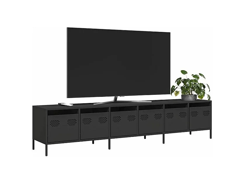 Meuble TV noir 202x39x43,5 acier laminé à froid