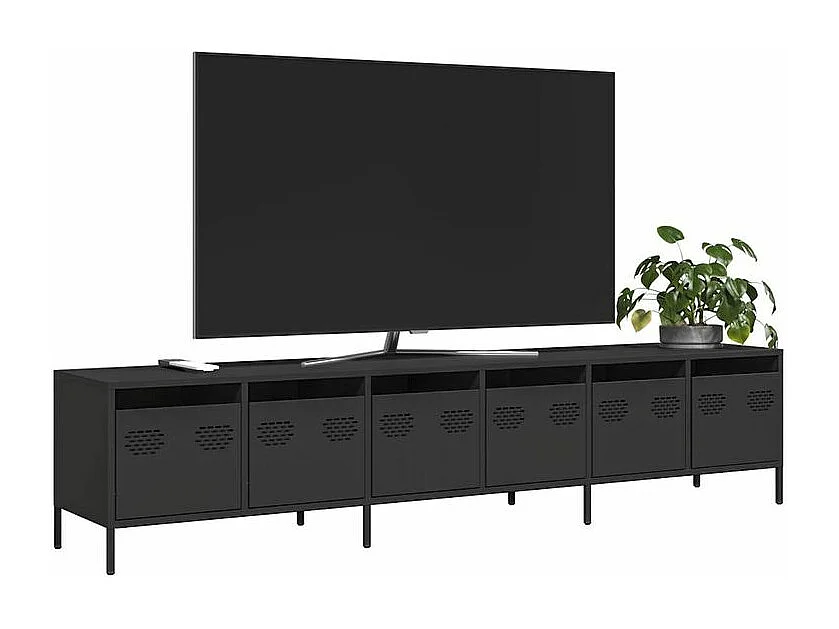 Meuble TV noir 202x39x43,5 acier laminé à froid