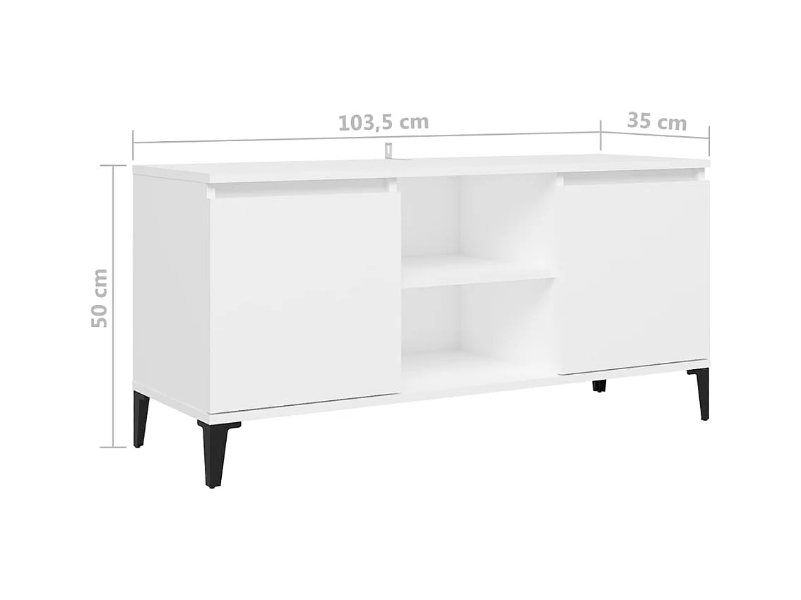 Meuble TV avec pieds en métal Blanc 103,5x35x50