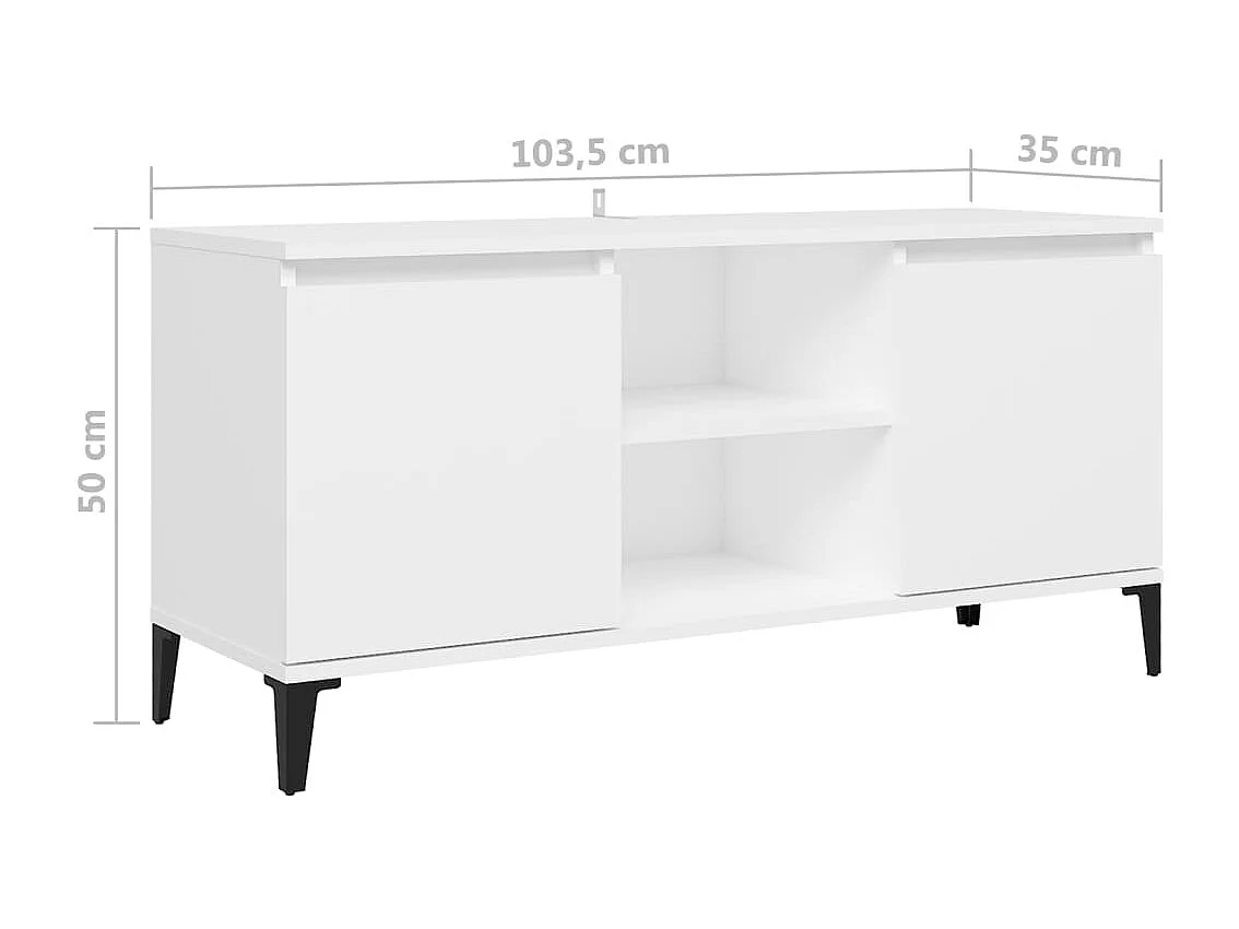 Meuble TV avec pieds en métal Blanc 103,5x35x50