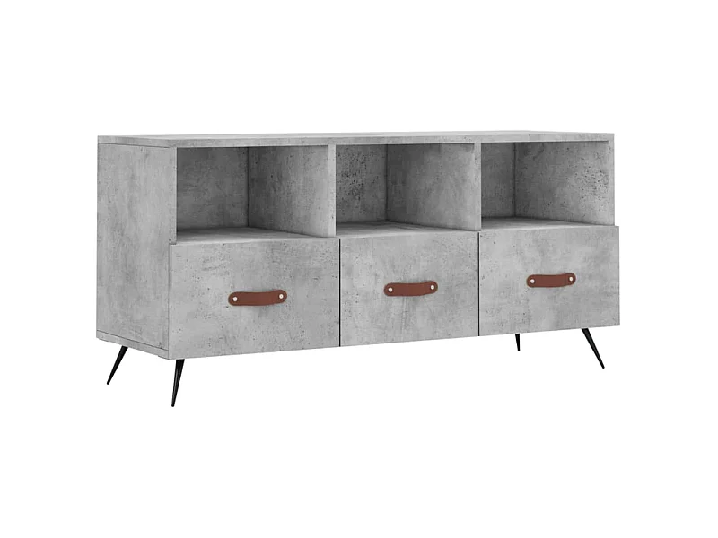 Meuble TV gris béton 102x36x50 bois d'ingénierie