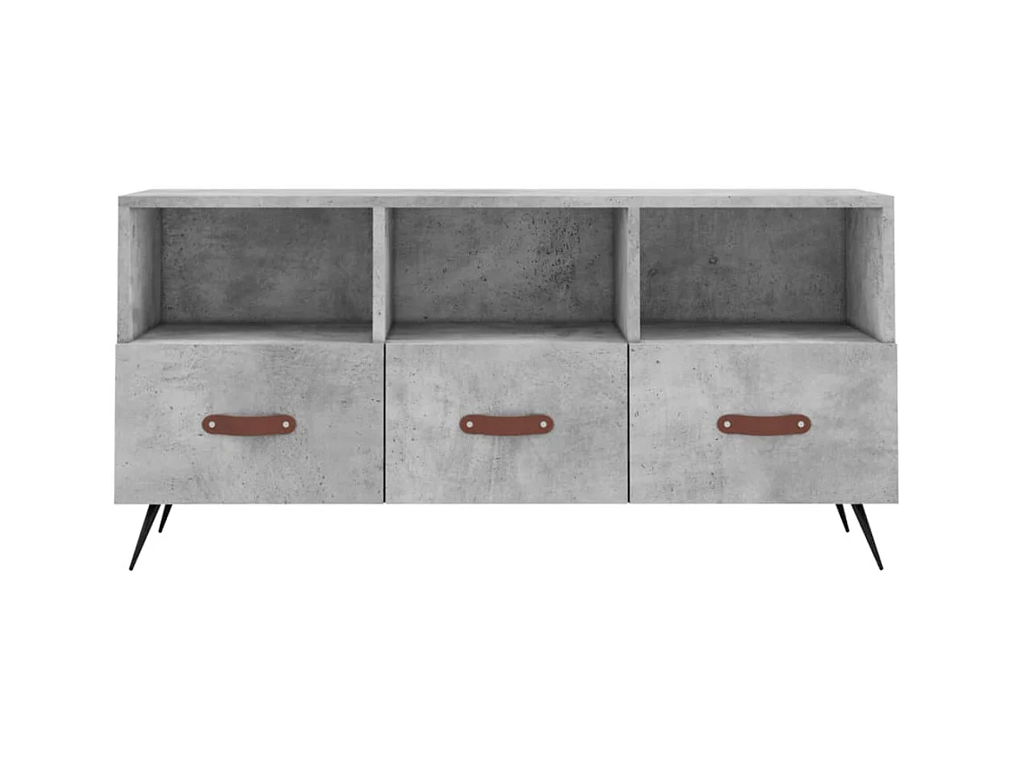 Meuble TV gris béton 102x36x50 bois d'ingénierie