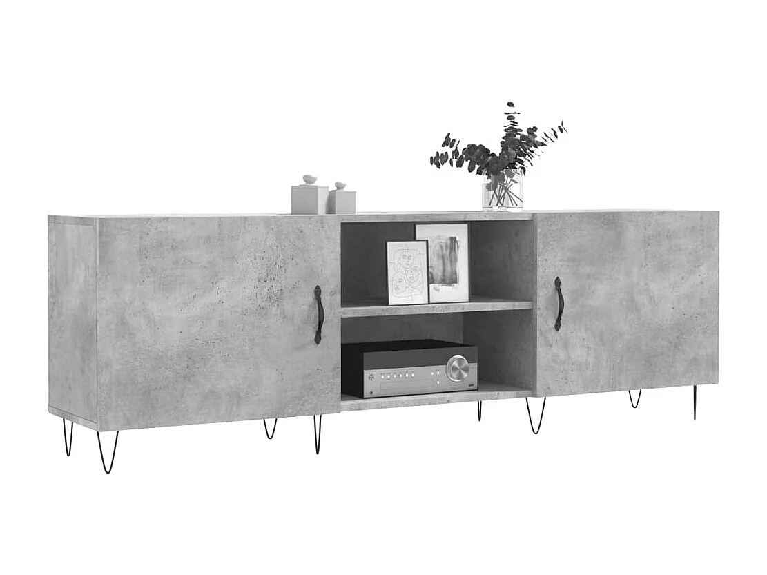 Meuble TV gris béton 150x30x50 bois d'ingénierie