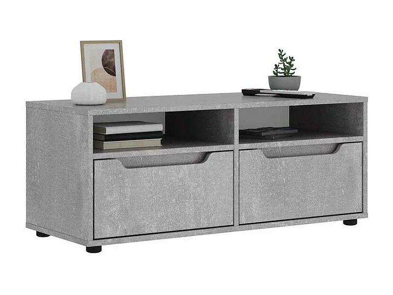 Meuble TV VISNES gris béton 100x40x38 bois d'ingénierie
