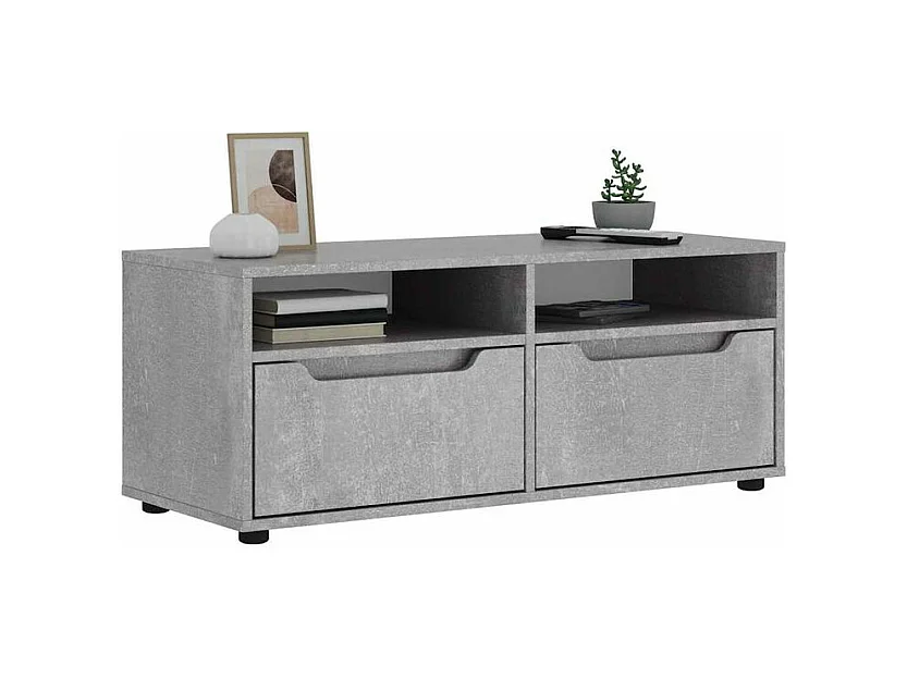 Meuble TV VISNES gris béton 100x40x38 bois d'ingénierie