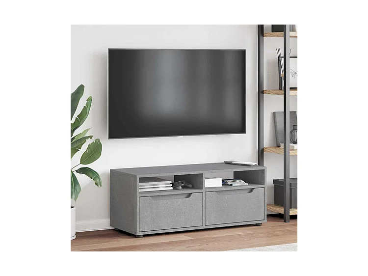 Meuble TV VISNES gris béton 100x40x38 bois d'ingénierie