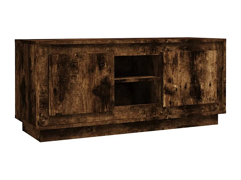 Meuble TV chêne fumé 102x35x45 bois d'ingénierie