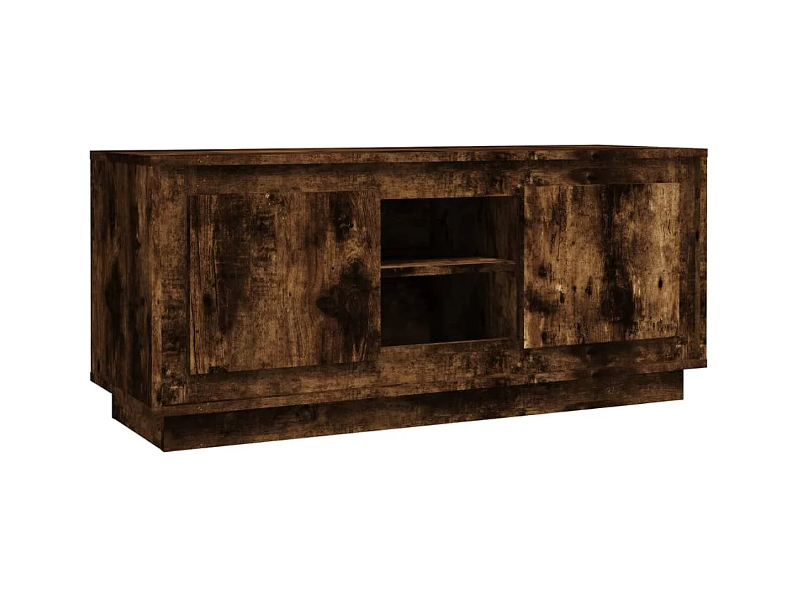 Meuble TV chêne fumé 102x35x45 bois d'ingénierie