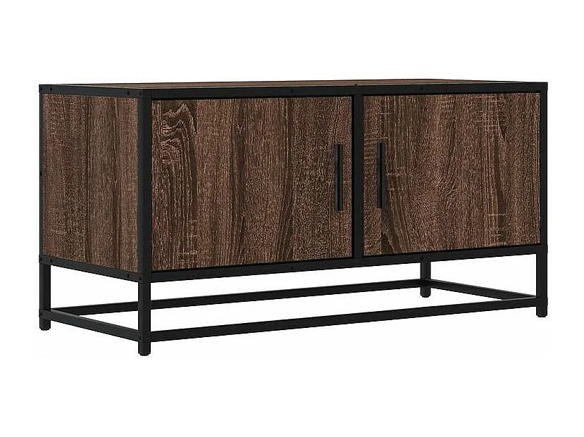 Meuble TV chêne marron 80x34,5x40 bois d'ingénierie et métal