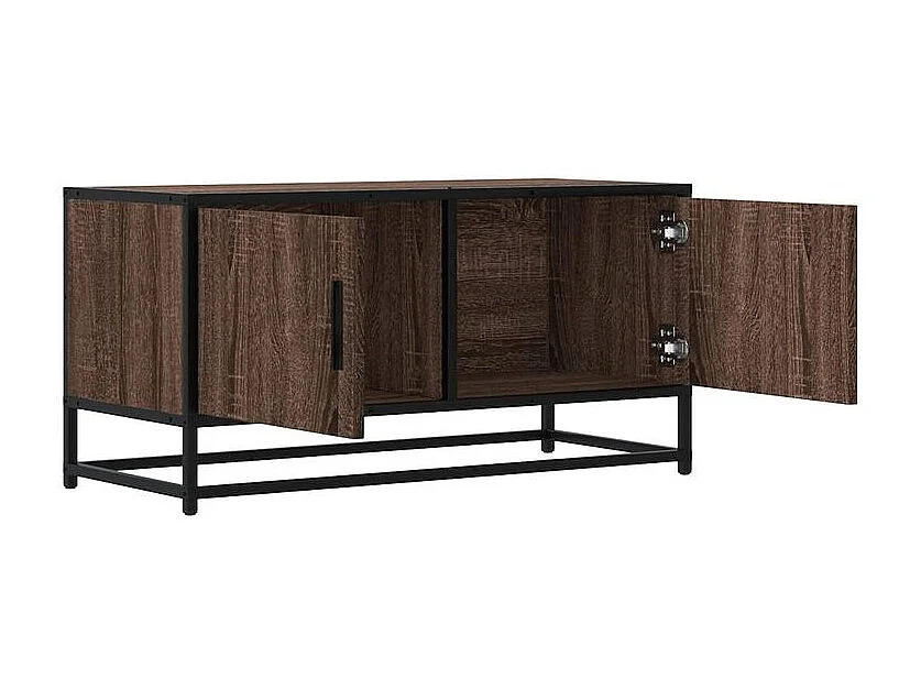 Meuble TV chêne marron 80x34,5x40 bois d'ingénierie et métal