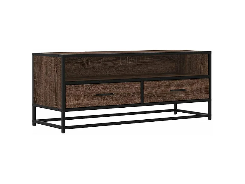 Meuble TV chêne marron 100x34,5x40 bois d'ingénierie et métal