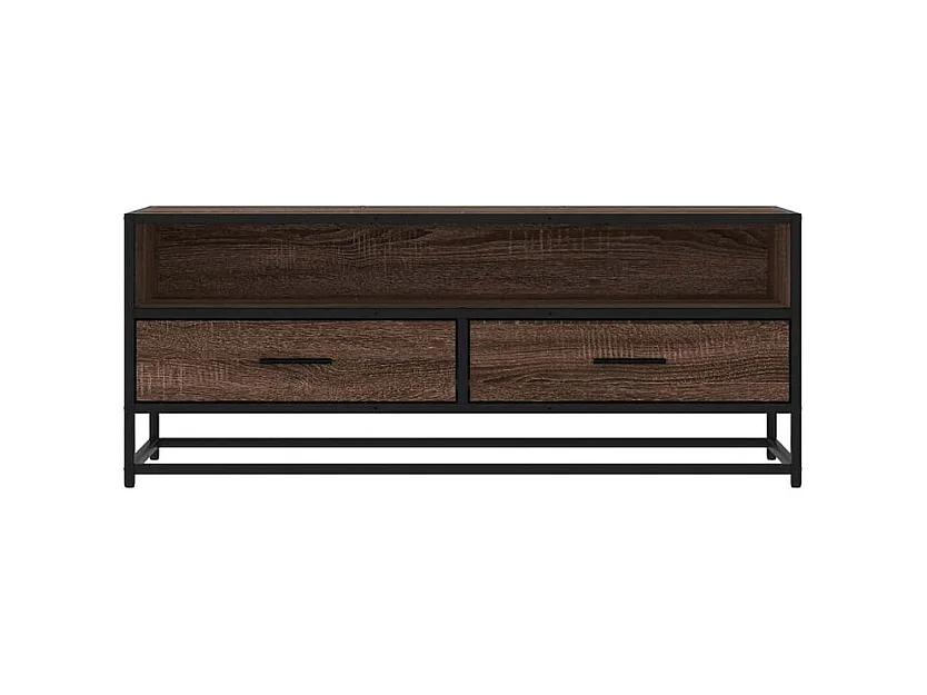 Meuble TV chêne marron 100x34,5x40 bois d'ingénierie et métal