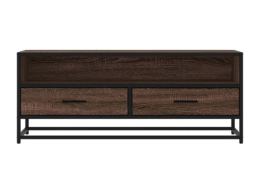 Meuble TV chêne marron 100x34,5x40 bois d'ingénierie et métal
