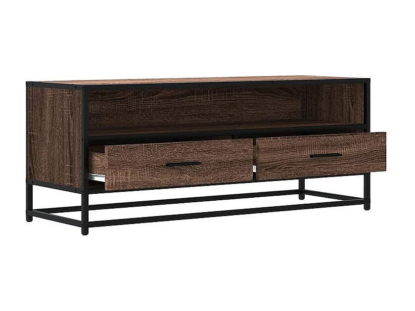 Meuble TV chêne marron 100x34,5x40 bois d'ingénierie et métal