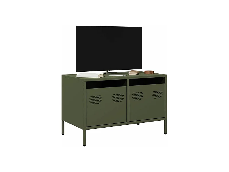 Meuble TV vert olive 68x39x43,5 acier laminé à froid
