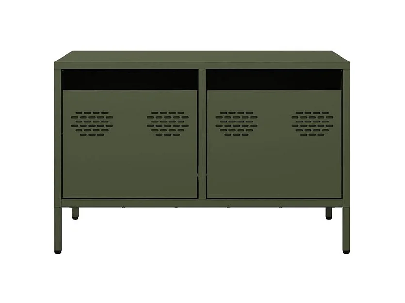 Meuble TV vert olive 68x39x43,5 acier laminé à froid