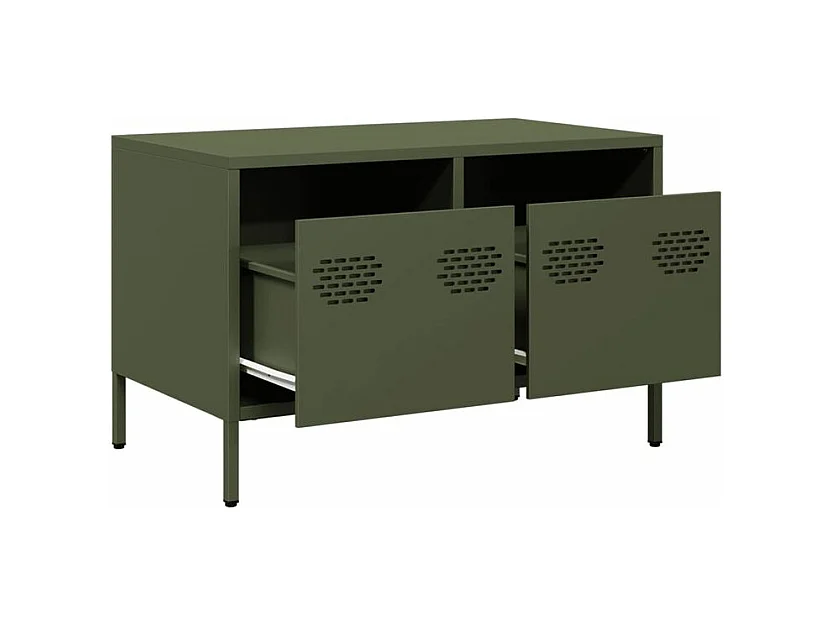 Meuble TV vert olive 68x39x43,5 acier laminé à froid