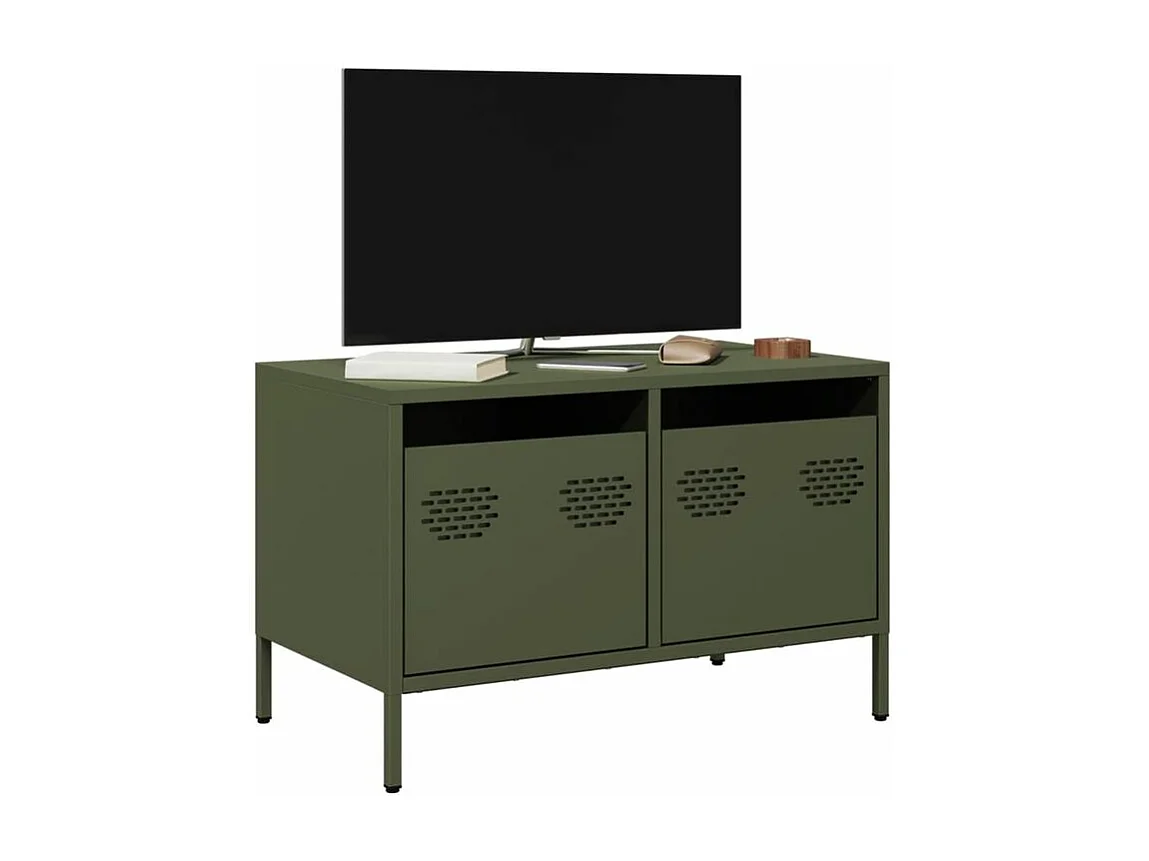 Meuble TV vert olive 68x39x43,5 acier laminé à froid