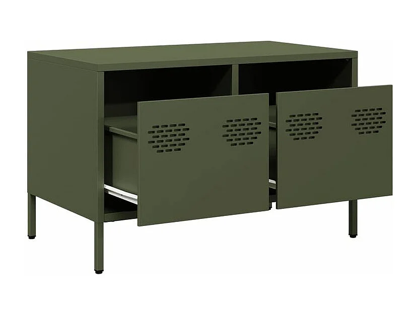 Meuble TV vert olive 68x39x43,5 acier laminé à froid