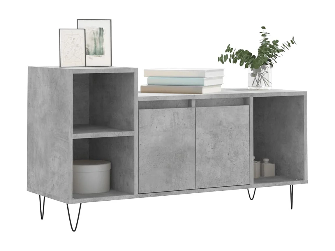 Meuble TV Gris béton 100x35x55 Bois d'ingénierie