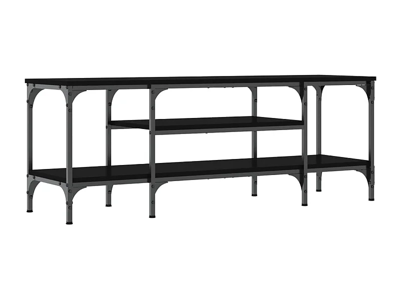 Meuble TV noir 121x35x45 bois d'ingénierie et fer