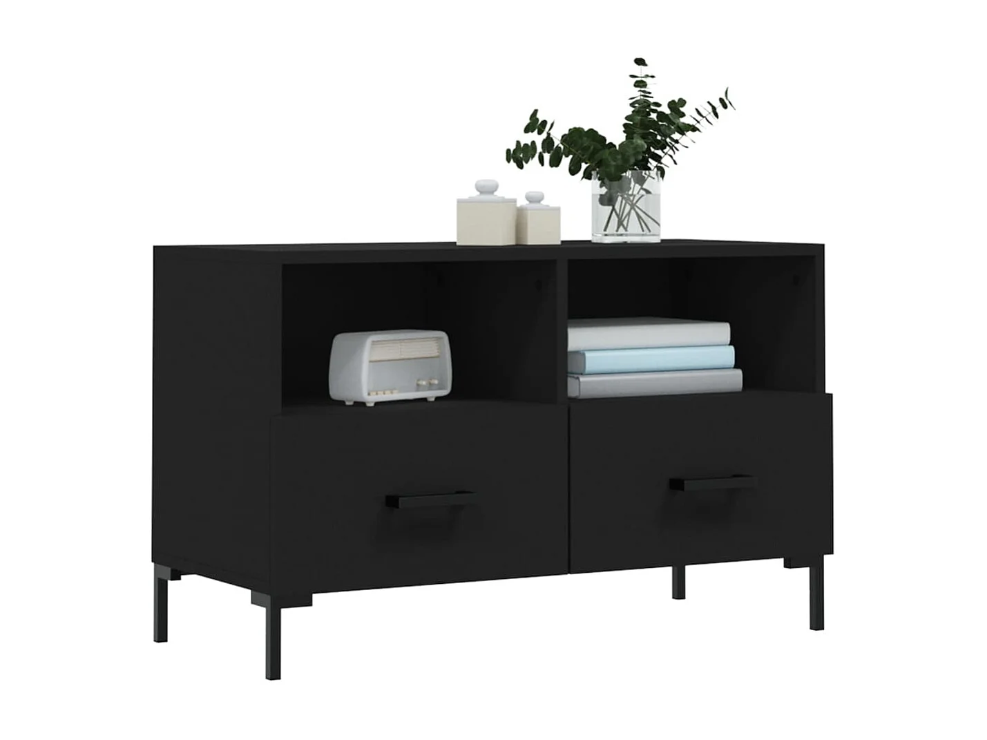 Meuble TV Noir 80x36x50 Bois d'ingénierie