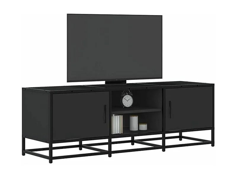 Meuble TV noir 120x35x41 bois d'ingénierie et métal