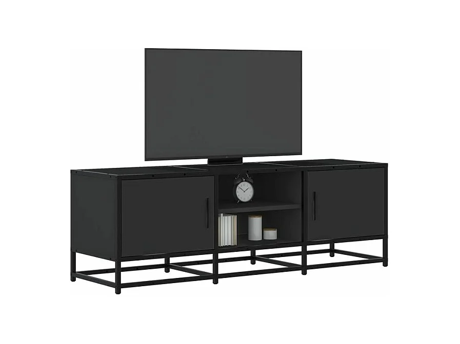 Meuble TV noir 120x35x41 bois d'ingénierie et métal