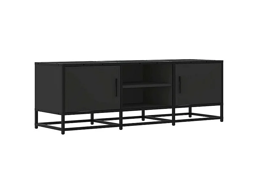 Meuble TV noir 120x35x41 bois d'ingénierie et métal