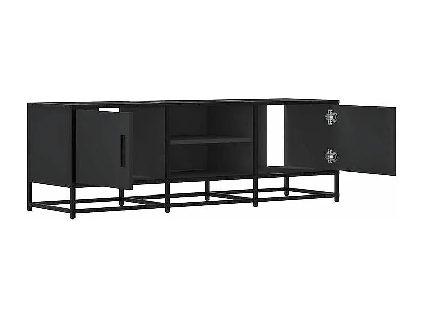Meuble TV noir 120x35x41 bois d'ingénierie et métal
